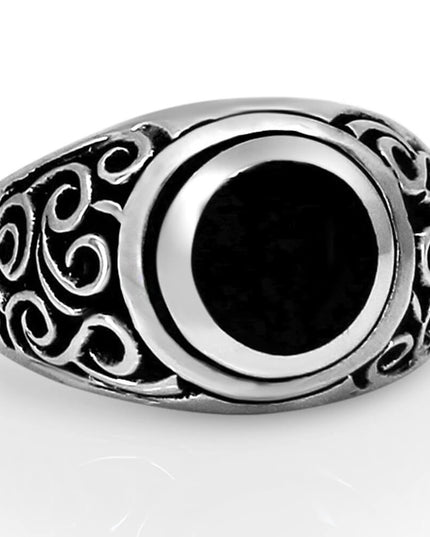 Eye of Ra 925 Sterling Silver Ring with Black Onyx – Wide 16mm Band, Sizes 9–14, Made in Thailand