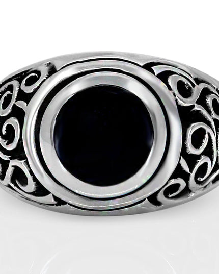 Eye of Ra 925 Sterling Silver Ring with Black Onyx – Wide 16mm Band, Sizes 9–14, Made in Thailand
