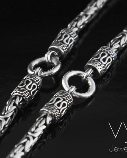 Roman Links Byzantine Chain Necklace – Solid 925 Sterling Silver, 20–30 Inch