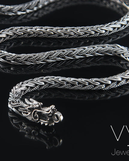 Dragon Chain 925 Sterling Silver Necklace – 5.5mm Thick, Multiple Lengths 18–30", Made in Thailand