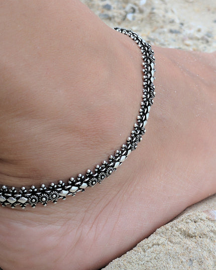 Tribal Anklet – Solid 925 Sterling Silver Adjustable Design