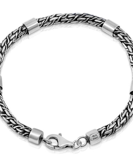 Roman Column Italian 925 Sterling Silver Bracelet – 4.5mm Thick, Lobster Clasp, Sizes 7–10, Made in Italy