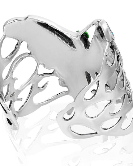 Multicolor Butterfly Cuff Bracelet – 925 Sterling Silver with Genuine Gemstones