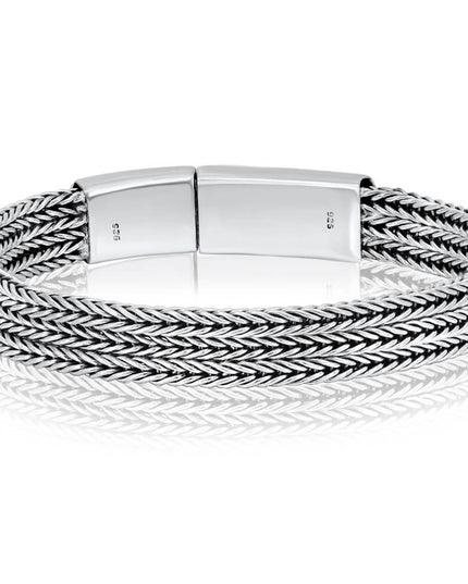 The Trinity 925 Sterling Silver Braided Bracelet – 9mm Wide, 27–44g, Unisex, Made in Thailand