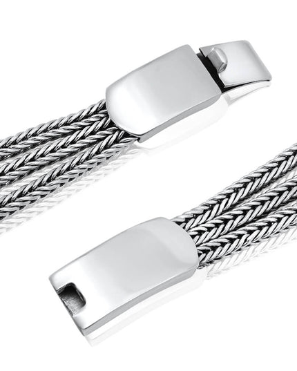 The Trinity 925 Sterling Silver Braided Bracelet – 9mm Wide, 27–44g, Unisex, Made in Thailand