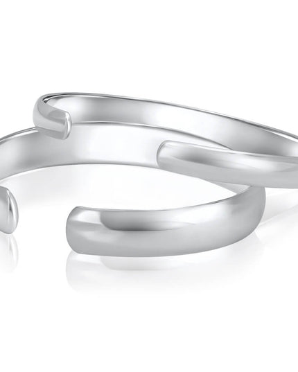 Silver Curve 925 Sterling Silver Cuff Bracelet – 7mm & 10mm Wide, Unisex Adjustable, Made in Thailand