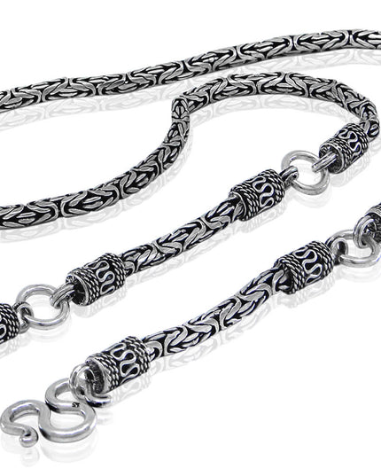 Roman Links Byzantine Chain Necklace – Solid 925 Sterling Silver, 20–30 Inch