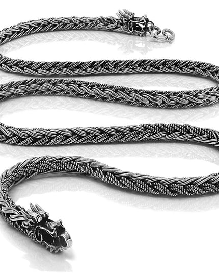 Dragon Chain 925 Sterling Silver Necklace – 5.5mm Thick, Multiple Lengths 18–30", Made in Thailand