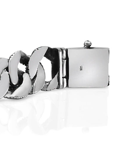 Lizard Skin 925 Sterling Silver Bracelet & Necklace – 17.5mm Wide, Double-Lock, Made in Thailand (Bracelet 7–10.5" / Necklace 18–28")