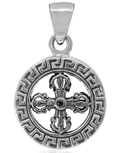3D Silver Cross Pendant – Solid 925 Sterling Silver with Black Cubic Zirconia