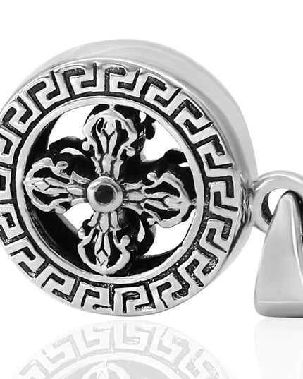 3D Silver Cross Pendant – Solid 925 Sterling Silver with Black Cubic Zirconia