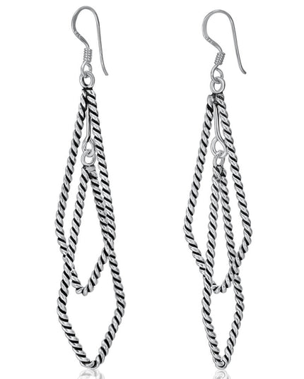 Double Kite Dangle Earrings – High-Quality 925 Sterling Silver Kite-Shaped Jewelry for Women, 15mm x 66mm, Lightweight French Wire Hooks