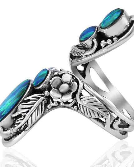 Blue Opal Women’s Ring – Sterling Silver Adjustable Handmade Design