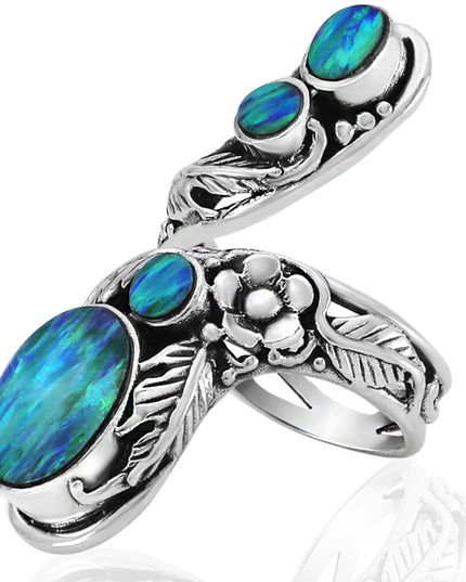 Blue Opal Women’s Ring – Sterling Silver Adjustable Handmade Design