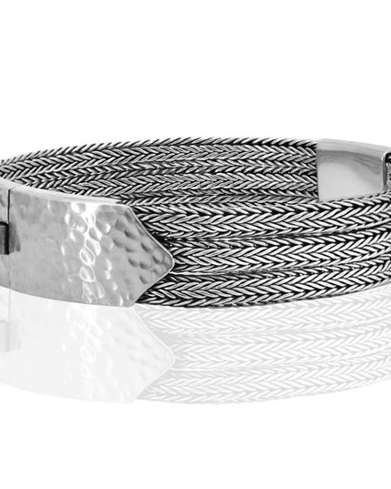 Sterling Trio Bracelet – 925 Sterling Silver Three-Braided Unisex Cuff, 7–10 Inch