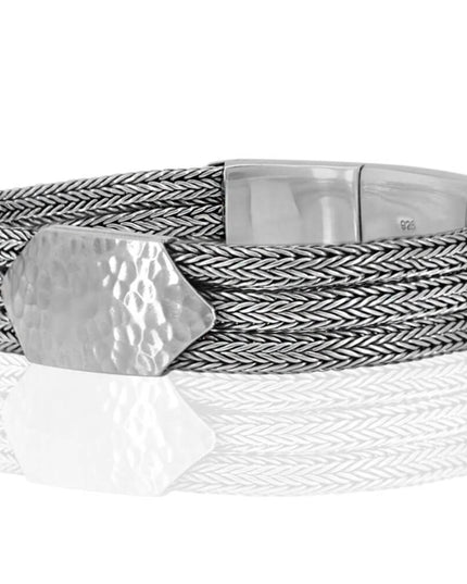 Sterling Trio Bracelet – 925 Sterling Silver Three-Braided Unisex Cuff, 7–10 Inch