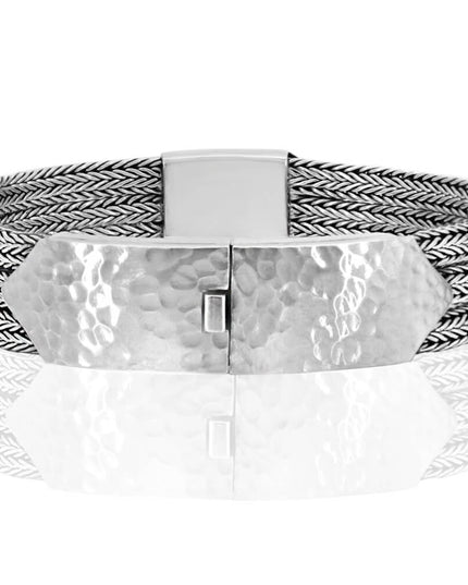 Sterling Trio Bracelet – 925 Sterling Silver Three-Braided Unisex Cuff, 7–10 Inch