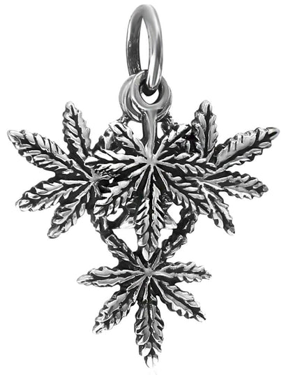 Cannabis Leaf Pendant – Solid 925 Sterling Silver Necklace Charm