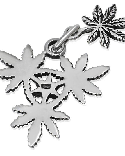 Cannabis Leaf Pendant – Solid 925 Sterling Silver Necklace Charm