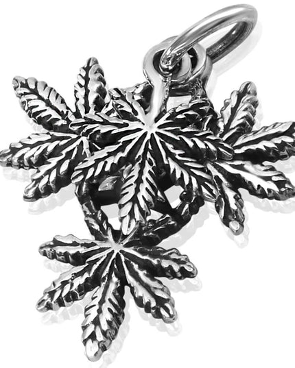 Cannabis Leaf Pendant – Solid 925 Sterling Silver Necklace Charm