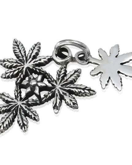Cannabis Leaf Pendant – Solid 925 Sterling Silver Necklace Charm