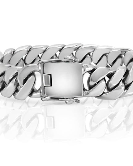 Cuban Chain Bracelet – Heavy 925 Sterling Silver with Double-Lock Safety