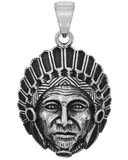 Apache Indian Chief Warrior Pendant – Solid 925 Sterling Silver