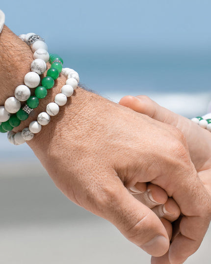 Green Aventurine Gemstone Bracelet – Sterling Silver Beads, Men & Women, 8mm