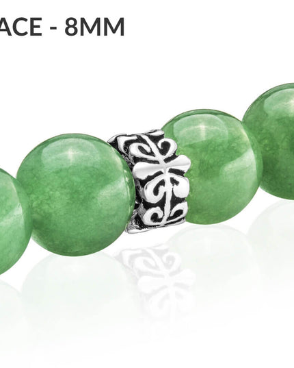 Green Aventurine Gemstone Bracelet – Sterling Silver Beads, Men & Women, 8mm