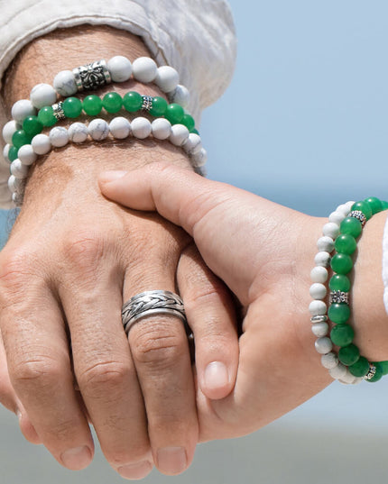 Green Aventurine Gemstone Bracelet – Sterling Silver Beads, Men & Women, 8mm