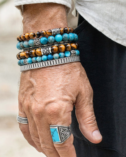 Blue Lace Agate Gemstone Bracelet – Sterling Silver, 8mm & 10mm Beads, Unisex (S–XL)