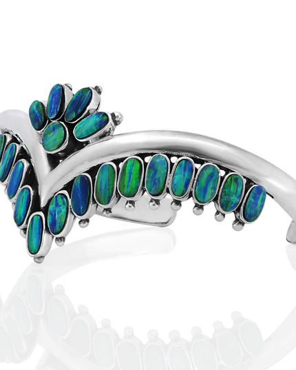 Blue Crown Cuff Bracelet – Sterling Silver with Genuine Blue Opals