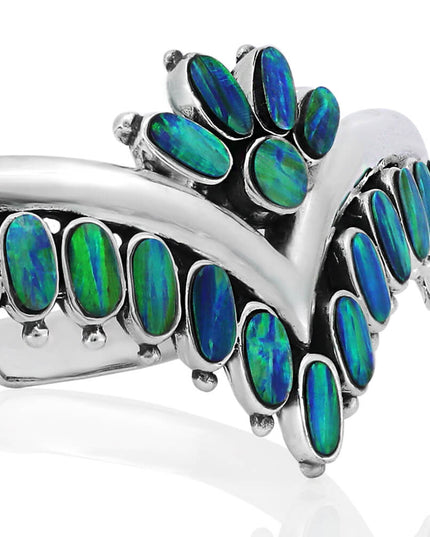 Blue Crown Cuff Bracelet – Sterling Silver with Genuine Blue Opals