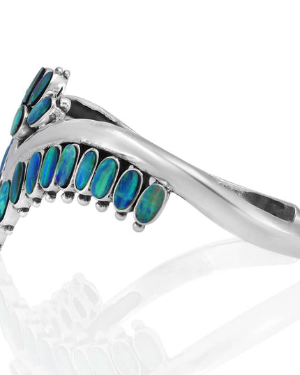 Blue Crown Cuff Bracelet – Sterling Silver with Genuine Blue Opals