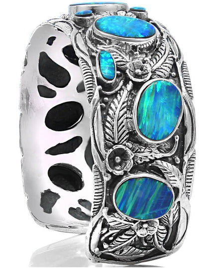 Blue Opal Sterling Silver Cuff Bracelet Handmade