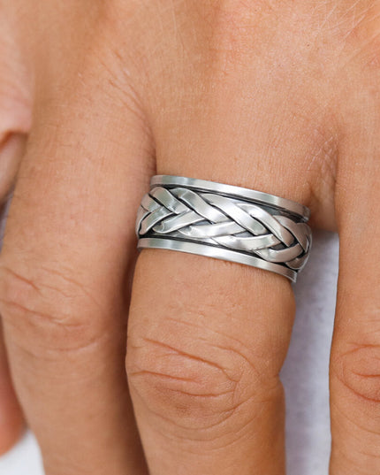 Moving Twist Spinner Ring – 925 Sterling Silver Meditation Ring, Anti-Stress Worry Band for Men & Women