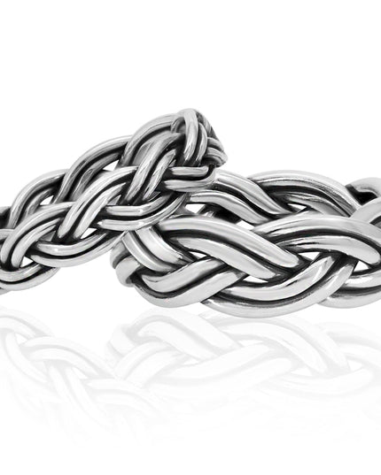 Braided Sterling Silver Ring – Solid 925 Unisex, Thin (5mm) or Thick (8.5mm)