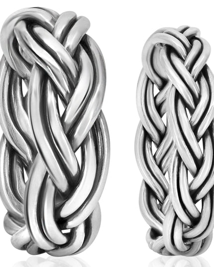 Braided Sterling Silver Ring – Solid 925 Unisex, Thin (5mm) or Thick (8.5mm)