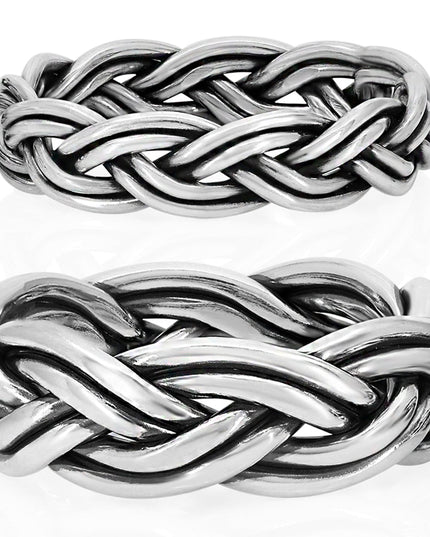Braided Sterling Silver Ring – Solid 925 Unisex, Thin (5mm) or Thick (8.5mm)