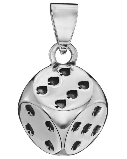 Lucky Dice 925 Sterling Silver Pendant – 12mm Cube, 9g, Made in Thailand