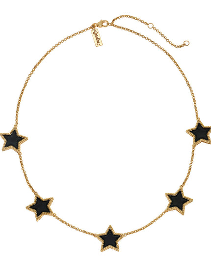 ANGELAH Star Charm Choker Necklace – 18k Gold-Filled & Enamel, Hypoallergenic (15"+2.5")