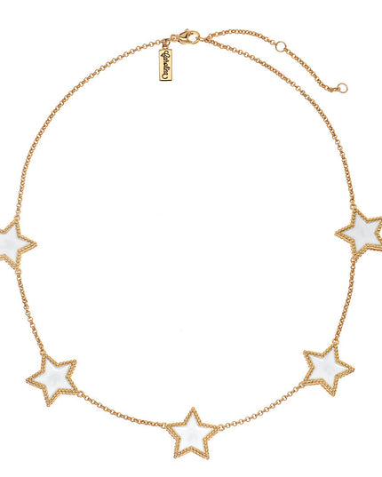ANGELAH Star Charm Choker Necklace – 18k Gold-Filled & Enamel, Hypoallergenic (15"+2.5")