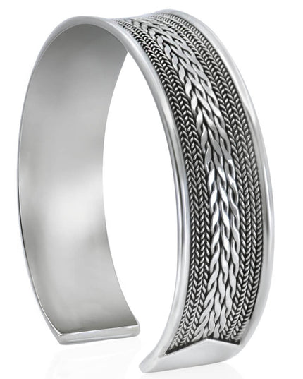 Elegant Wide Cuff Bracelet – Solid 925 Sterling Silver Unisex Design