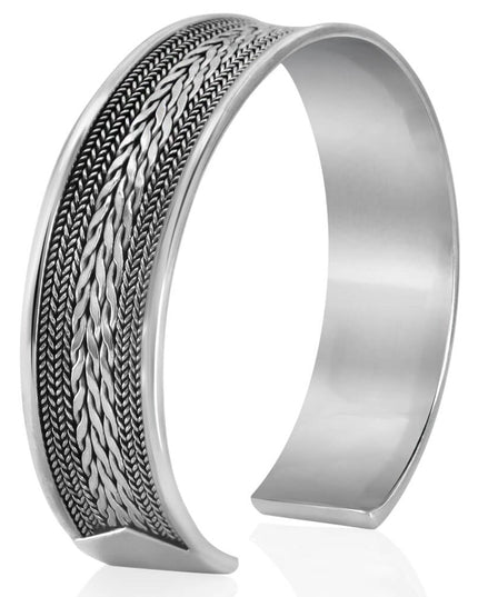 Elegant Wide Cuff Bracelet – Solid 925 Sterling Silver Unisex Design