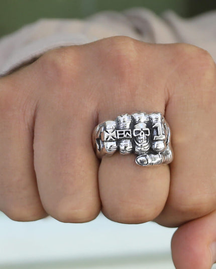 Silver Fist 925 Sterling Silver Heavy Ring – Bold 0.7" x 0.9" Front, Sizes 8–15, Made in Thailand