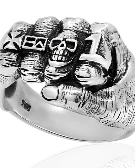 Silver Fist 925 Sterling Silver Heavy Ring – Bold 0.7" x 0.9" Front, Sizes 8–15, Made in Thailand