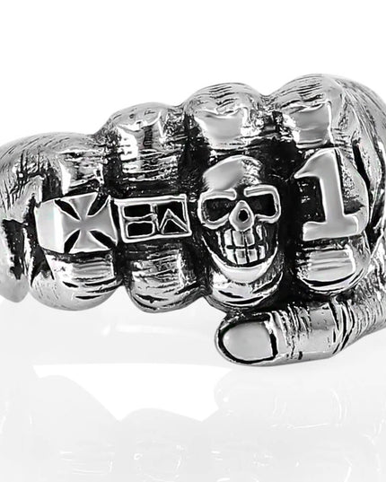 Silver Fist 925 Sterling Silver Heavy Ring – Bold 0.7" x 0.9" Front, Sizes 8–15, Made in Thailand