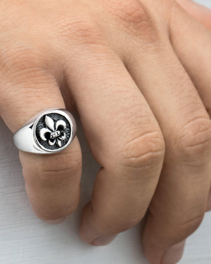Fleur-de-Lis 925 Sterling Silver Ring – 13mm Design, Unisex, Sizes 7–15, Made in Thailand