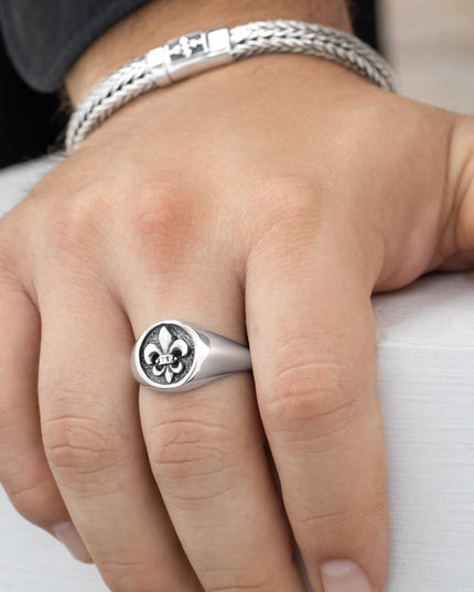 Fleur-de-Lis 925 Sterling Silver Ring – 13mm Design, Unisex, Sizes 7–15, Made in Thailand