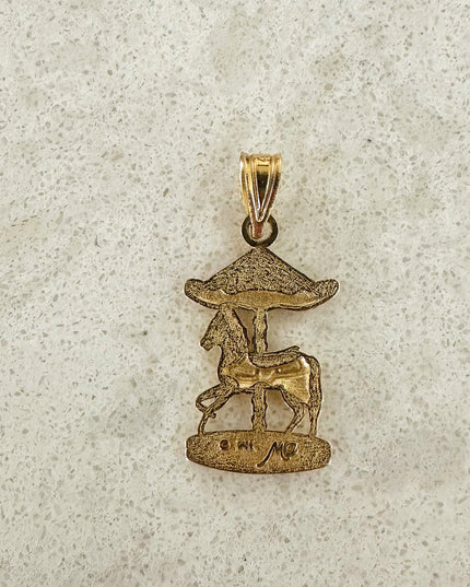 14K Gold Carousel Charm – Vintage Merry-Go-Round Horse Pendant by Michael Anthony, Solid Yellow Gold